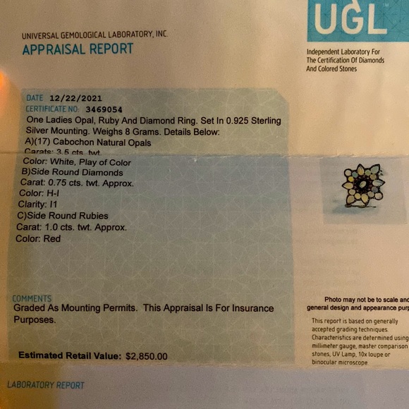 Opal Star Ring with ruby and diamonds set in sterling silver - Picture 4 of 4